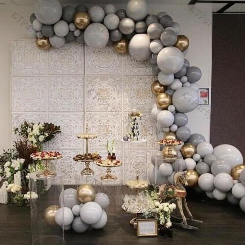 113pcs Macaron Light Gray Balloon Garland White Grey Gold Ballon Arch Wedding Birthday Bridal Engagement Baby Shower Party Decor