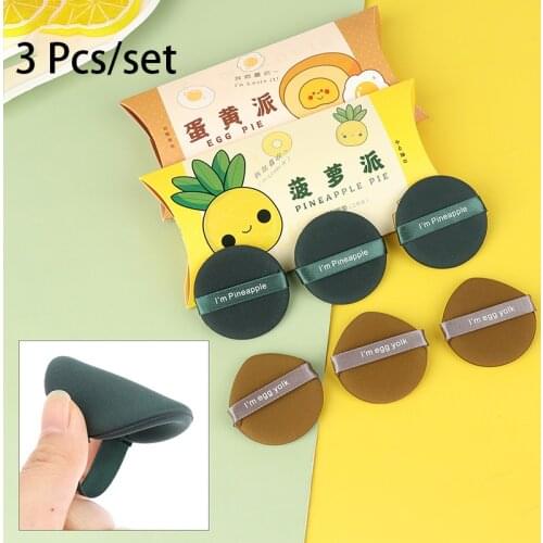 3Pcs Demon I'M Pineapple Pie / I'M Egg Yolk Pie Cushion Puff Bb Cream Sponge Puff Soft Double-Sided Use Makeup Tool