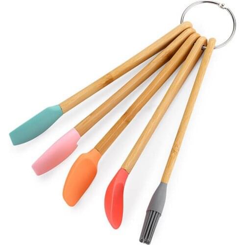 5Pcs Multicolor Silicone Spatula Sets Non Stick Butter Cooking Spatula Set Cookie Pastry Scraper Oil Brush BBQ Kitchen Utensils