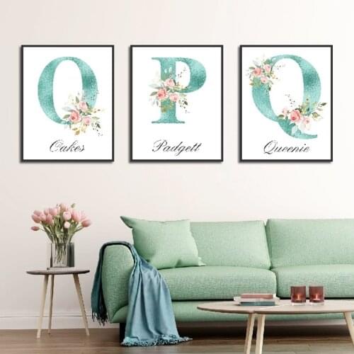 5D DIY Custom Baby Girl Name Crystal Diamond Painting Letter Flower Children Room Family Living Room Decoration Wall Picture