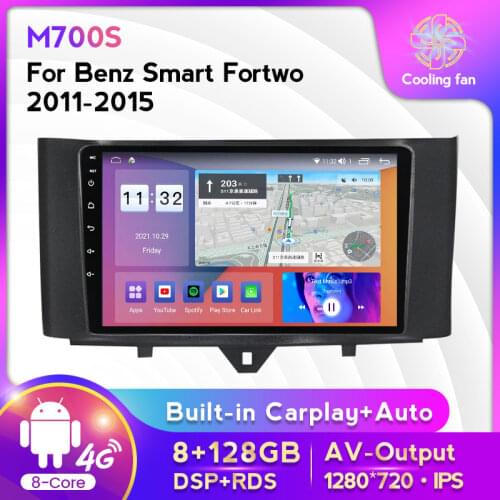 Android 10 6+128G IPS Car Radio Multimedia Video Player For Mercedes Benz Smart Fortwo 2 2011-2015 GPS Navigation WIFI 4G Lte