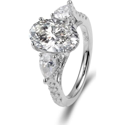 18K White Gold Moissanite 6 Prongs Ring Engagement Ring For Women Wholesale Moissanite Diamond Fine Jewelry