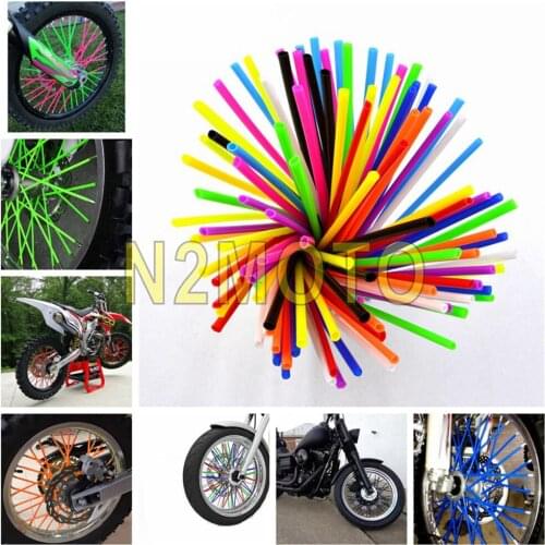 10 Colors Off-Road Wheel Rim Spoke Skins Covers Motorcyel Bicycle 72Pcs Dirt Bike Wheel Shrouds Coat Decoration Black Blue Red