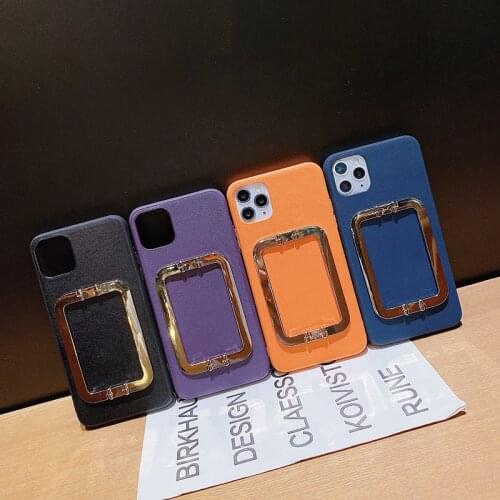 Luxury fashion metal Square button wristband Hard leather Phone Case For Samsung Galaxy S20 ultra Plus S10 S9 Note 10 8 20 cover