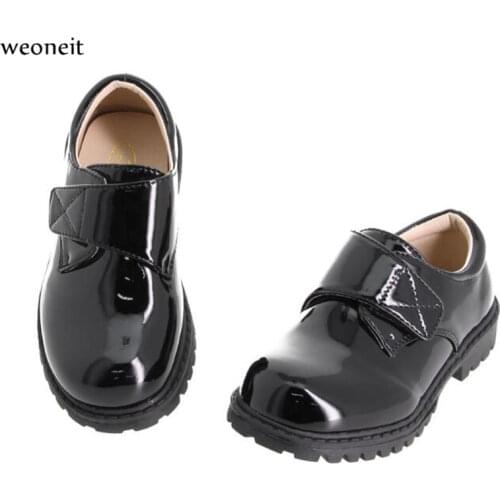 Weoneit 2020 Children Kids Boys Leather Shoes Black Autumn Boys School Uniform Dress Shoes Casual Hook Loop Boys Trainers