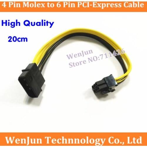 DHL Free Shipping 500PCS NEW 4 Pin Molex to 6 Pin PCI-Express PCIE Video Card Power Converter Adapter Cable