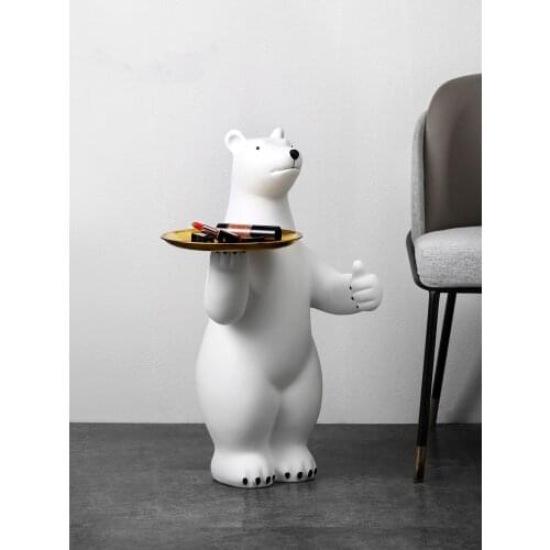 White Creative polar bear statue resine sculpture animal Decorative statue in living room Souvenir ornaments rituals decoration