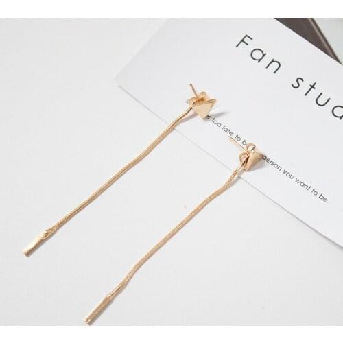 European and American Fashion New Minimalist Gold and Silver Triangle Metal Chain Tassel Earrings Elegant Earrings Jewelry