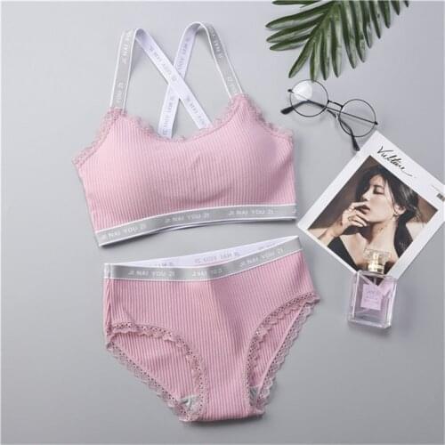 Female Bra Set Tops VS Women Fitness Seamless Thongs suit Sexy Lace Underwear Women Bra Set BH Girl Letter Sexy Lingerie