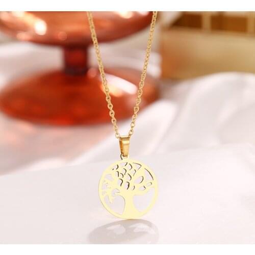 DOTIFI 316L Stainless Steel Necklace Life Tree Trendy Charms Necklaces Pendant Accessory Making For Man Women Jewelry Gifts