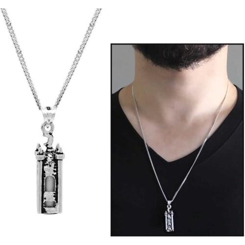 Tesbihane Minaret Design 925 Sterling Silver Cevşen Necklace