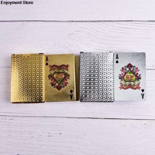 1 Set High-grade Gold Foil Plated Poker Card Family meet games Gold Foil Playing Cards Texas Hold'em Poker Funny