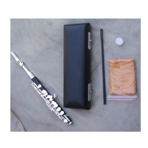 Silver plated piccolo outfit case+stick+clearing cloth+grease C key new