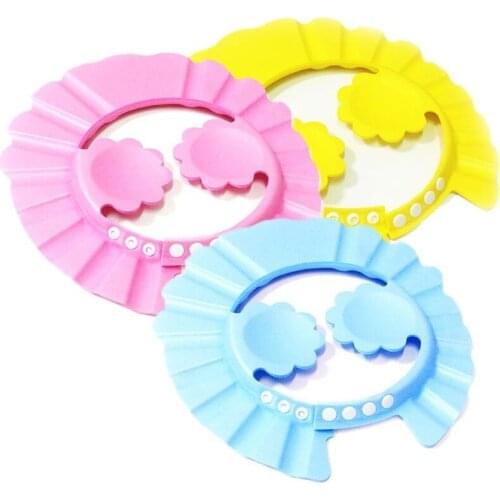 Adjustable EVA Plum-blossom Ear-protecting Baby Shampoo Cap Baby Wash Hat Bath Cap