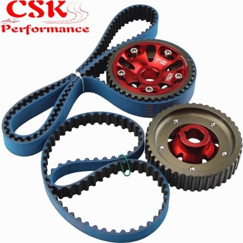 Adjustable Billet Cam Gears + Timing Belt For 93-01 Honda Prelude H22 DOHC VTEC RED / BLUE