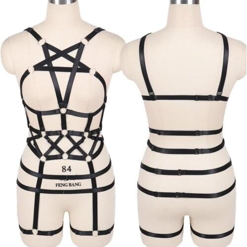 Strappy Pentagram Body Harness For Sexy Lingerie Exotic Accessories Harajuku Suspender Garters Fetish Goth Stocking Belt Punk