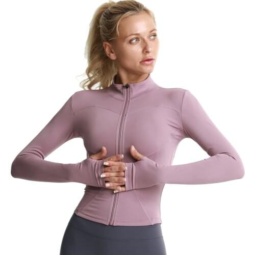 Long Sleeve Sports Jacket Soft Womens Zipper Fitness Yoga Shirt Winter Warm Gym Top Outdoor Sportswear Running Workout Clothes
