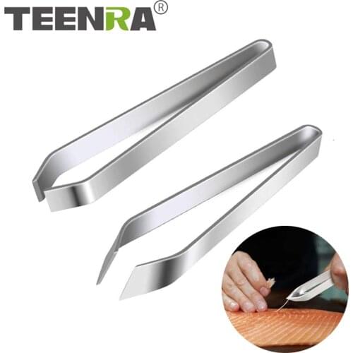 TEENRA Stainless Steel Kitchen Supplies Hair Fishbone Fur Bones Tongs Food Animal Feather Plucking Remover Tool