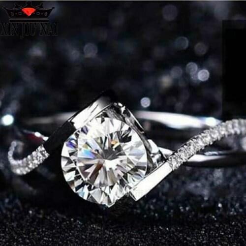 925 silver ring female new twisted arm angel kiss taste lady enjoy Platinum engagement wedding gift diamond rings for women