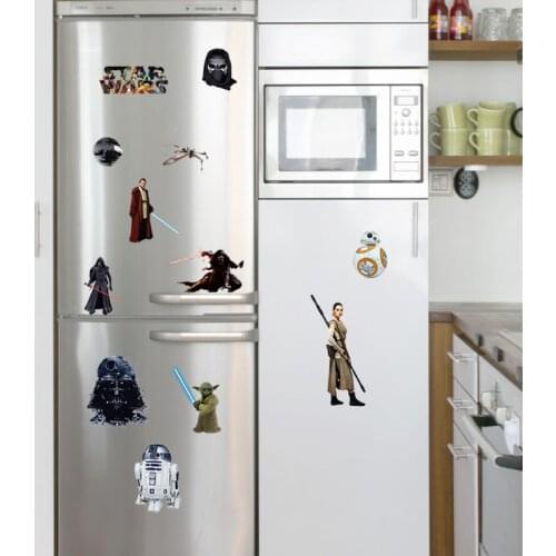 Star Wars Wall Stickers Death Star Darth Vader Robot YODA figure Art Wall Decals for kids room computer refrigerator sticker
