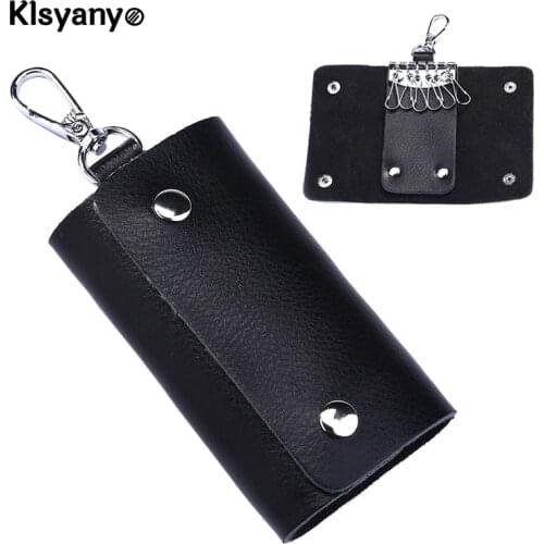 1PC Car Key Pouch Bag Case Wallet Holder Chain Key Genuine Leather Keychain Men Women Housekeeper Keys Organizer Covers