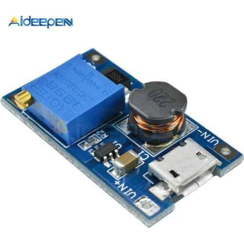 10Pcs MT3608 DC-DC Adjustable Boost Module 2A Boost Plate Step Up Module with MICRO USB 2V-24V to 5V 9V 12V 28V