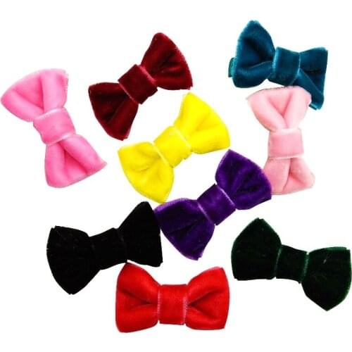 100pcs Mini hair bow, Velvet ribbon bow for girls snap /alligator