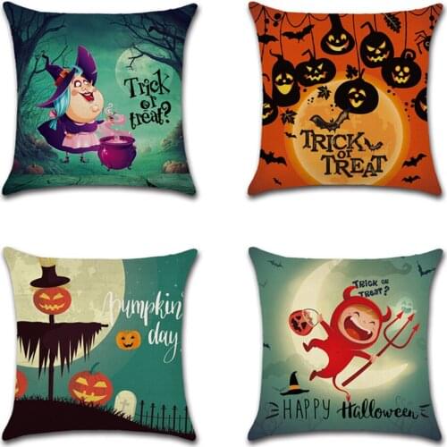 2pcs Happy Halloween Festival Trick or Treat Cushion Covers Cute anime Pillow Cases Sofa Chair Deocration