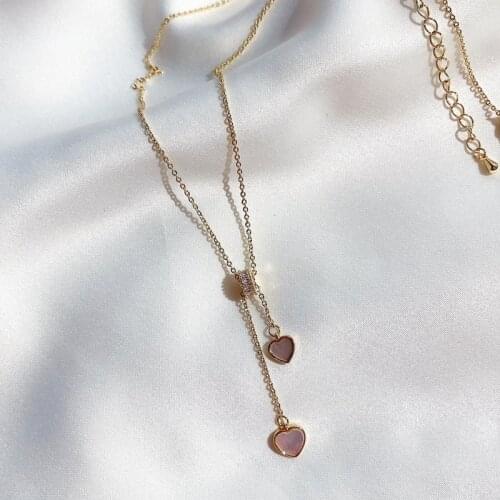 2021 New Long Tassel Fine Heart Lovely Pendant Necklaces Fashion Shiny Crystal Fresh Senior Women Short Necklaces Jewelry