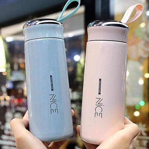 400ML Fashion Double Glass Water Cup Female INS Student Simple Trend Fresh Gift Cup Student Teenager Thermos Cup