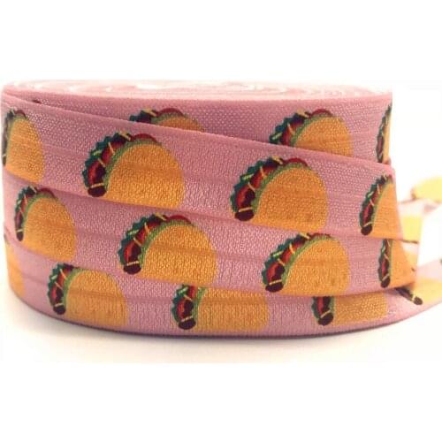 5 Yards 16mm Cute Mexican Pancake Printed fold over elastic bands DIY Crafts Apparel Accessories Party decoration