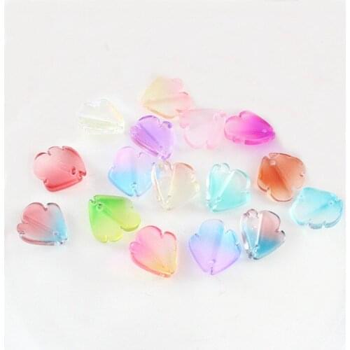 50 PCS Earrings Accessories 16*15mm Crystal Lampwork Petal Pendant Charm For Jewelry Making