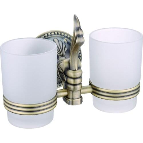 FREE SHIPPING new design antique brass double TUMBLER HOLDER TEECH CUP holder