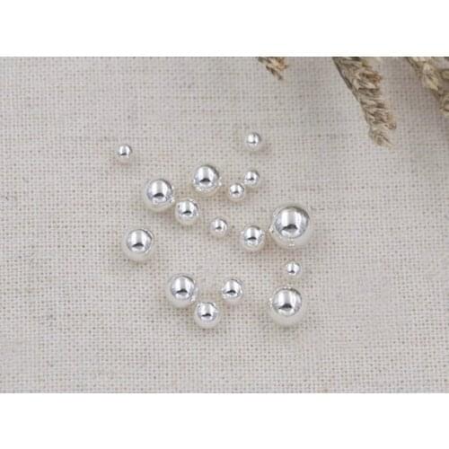 Solid Sterling 925 Silver Bead,20pcs/lot 3mm 4mm 5mm 6mmTiny Sterling Silver Ball Sphere Silver Beads,Globe No Hole Hollow Beads