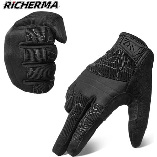 Black Motorcycle Gloves Hand Protective Mens Gloves Full Finger Touch Screen Bicycle Gloves Summer Woman Motorbike Gloves