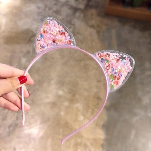 Kids Transparent Cat Fox Ear Headband Girls Fashion Hair Hoop Lovely Gift Cosplay Purim Party Photo Props Carnival Headwear