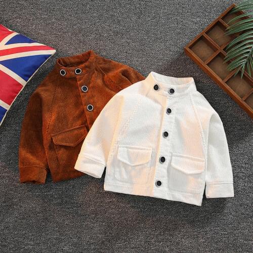 Childrens Jackets 2019 Autumn Winter New Baby Boys and Girls Corduroy Coat Toddler Turn-down Collar Jacket Toddler Outwear 2-8Y