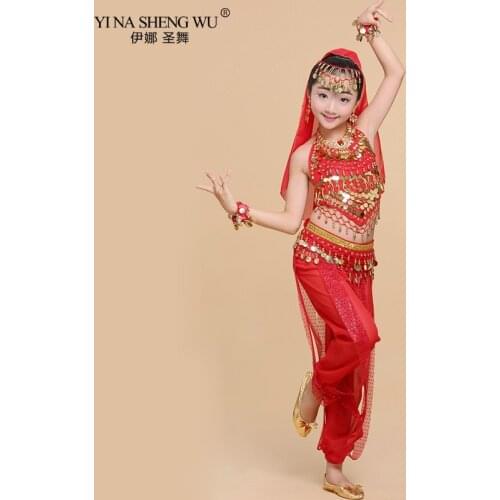Kids Belly Dance Costumes Set Oriental Dance Costumes Girl Egypt Bollywood Indian Belly Dancing Clothing India 6 Color Dance Set