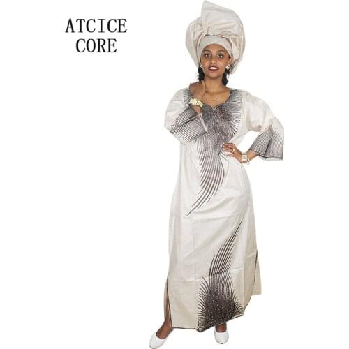 African dresses for woman bazin riche embroidery design long dress LA098