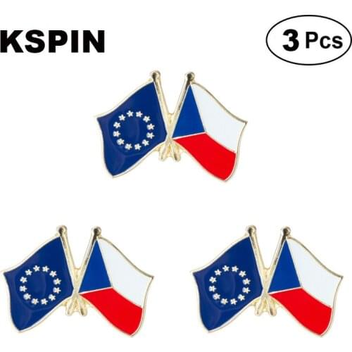 EU & Czech Rep. Frendship Lapel Pin Brooches Pins Flag badge Brooch Badges