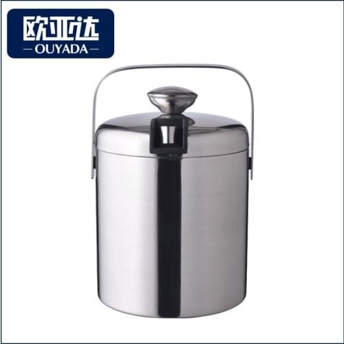 1.3L large-capacity double-decker ice bucket with lid hand champagne stainless steel barrel beer metal ice bar ice bucket