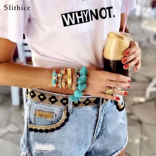 Slithice WHY NOT Harajuku T-shirt Tees Womens Shirts Short Sleeve Cotton Letter Print Casual Summer Female T shirt tops Black