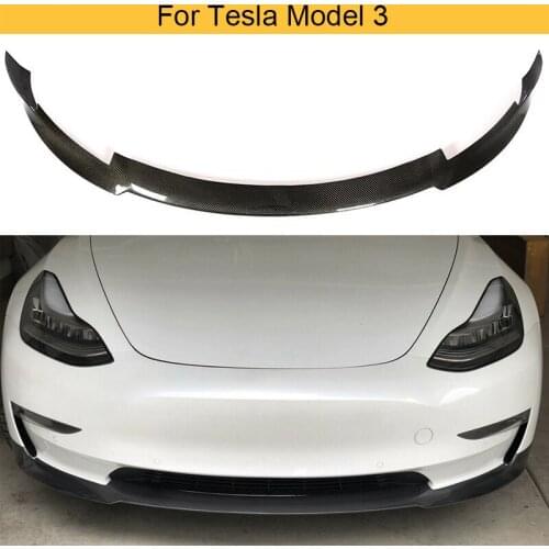 Car Front Bumper Lip for Tesla Model 3 Base Sedan 4-Door Long Range Carbon Fiber Bumper Lip Spoiler
