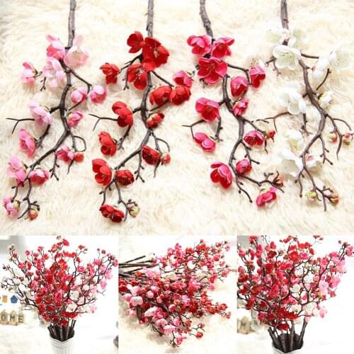 Artificial Silk Fake Flowers Plum Blossom Wedding Party Home Decoration Flower Bouquet DIY Scrapbooking