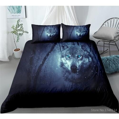 3D Wolf Animal Printed Bedding Set Duvet Cover / Comforter Cover with Pillowcase Set Soft Bed Linens Twin Full Queen King Size