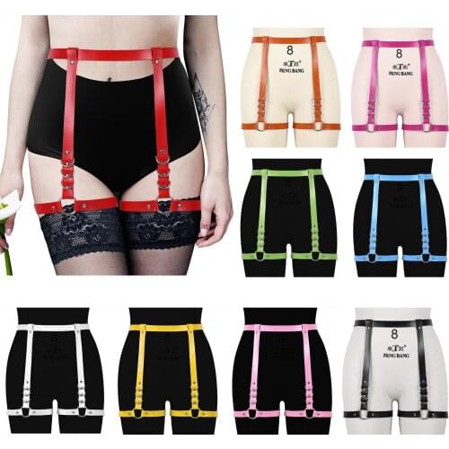 Leather O-Ring Garter Belt For Stockings Sexy Gothic Leg Harness Straps Bdsm Erotic Lingerie Women Punk Edgy Festive Rave Outfit