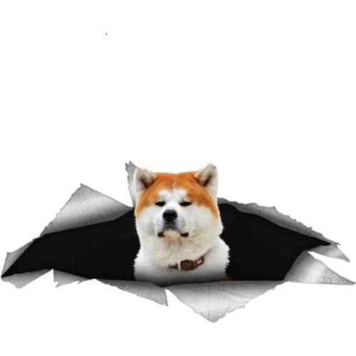 Creative Akita Inu Dog Pet Car Sticker Torn PVC Decal Car Window Bumper Trunk Auto Mirror Motorcycle Decoration KK1