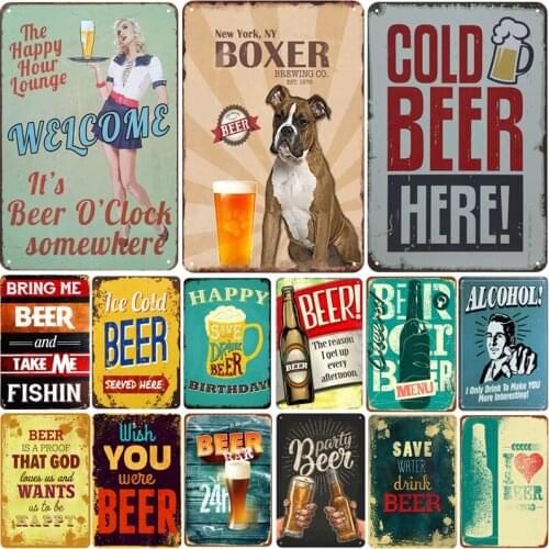 Beer Metal Sign Plaque Vintage Pub Funny Tin Sign Plates Wall Art Decor Bar Club Resaurant Decoration Home Decor Iron Painting