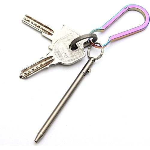 E56D Multifunction Mini Keychain Bolt Action Pen Stainless Steel Ballpoint Pen Signature Pen Portable EDC Gadget