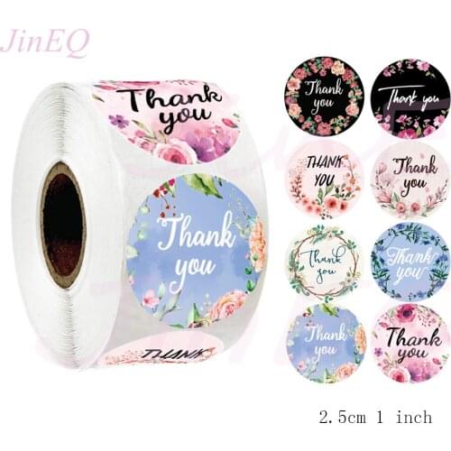 500pcs Round Flower Thank You Stickers Seal Labels for Wedding Gift Christmas Card Business Packaging Seal Stickers Stationery